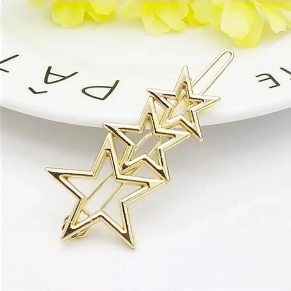 ⭐️ LOT Gold Hair Clips Barrettes Moon Stars Sun